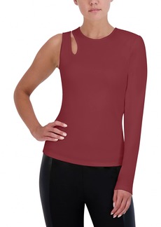BCBG Max Azria BCBGMAXAZRIA Women's Fitted Top One Long Sleeve Crew Neck Shoulder Cut Out Shirt