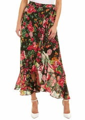 BCBG Max Azria BCBGMAXAZRIA Women's Floral Asymmetrical Wrap Skirt  S