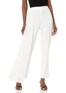BCBG Max Azria BCBGMAXAZRIA Women's High Waisted Tapered Leg Pant with Sheer Fabric Detail Off White