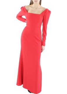 BCBG Max Azria BCBGMAXAZRIA Women's Long Sleeve Square Neck Evening Gown with Open Back Keyhole