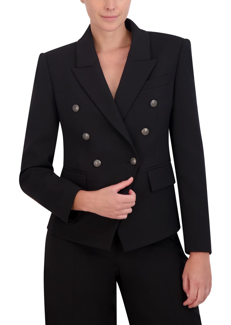 BCBG Max Azria BCBGMAXAZRIA Women's Long Sleeve V Neck Double Breasted Blazer