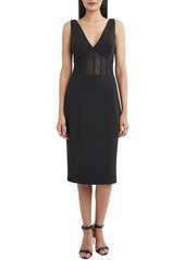 BCBG Max Azria BCBGMAXAZRIA Women's Midi Evening Dress with Sheer Waist