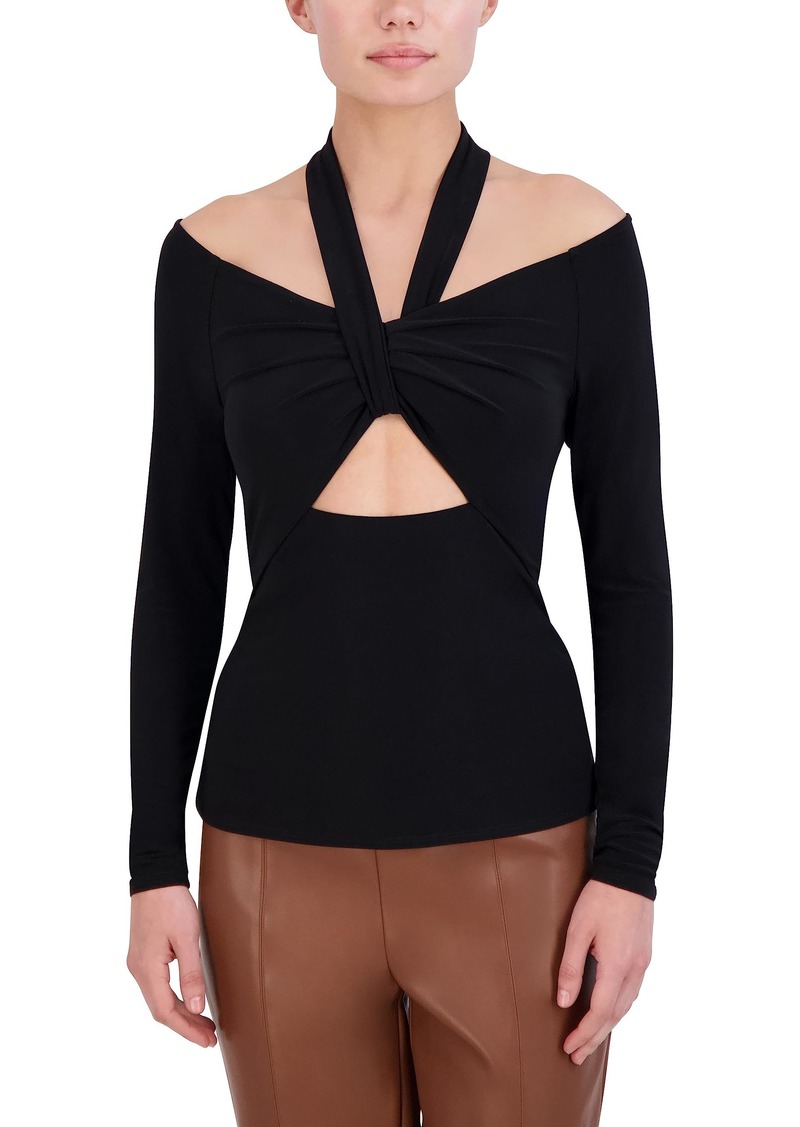 BCBG Max Azria BCBGMAXAZRIA Women's Neck Long Sleeve Pullover Halter Knit Top