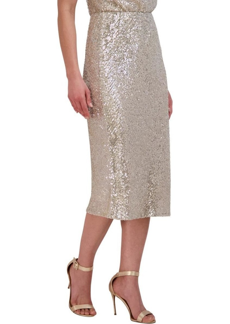 BCBG Max Azria BCBGMAXAZRIA Women's Pull On Fit and Flare Sequin Midi Skirt