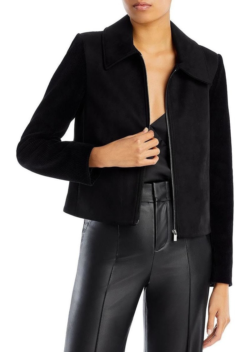 BCBG Max Azria BCBGMAXAZRIA Women's Relaxed Jacket Long Sleeve Faux Suede Corduroy Collar Neck Zipper Up Coat