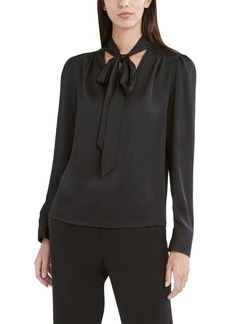 BCBG Max Azria BCBGMAXAZRIA Women's Relaxed Long Sleeve Mock Neck Blouse with Functional Tie