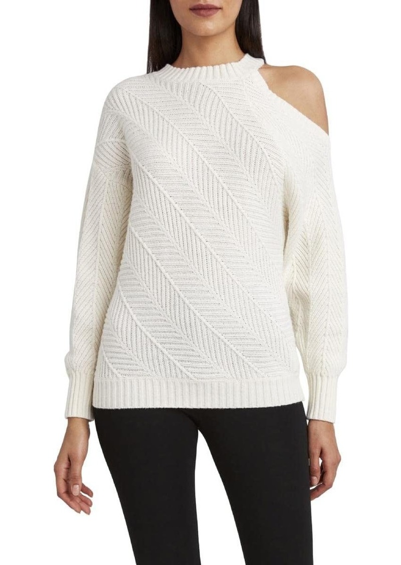 BCBG Max Azria BCBGMAXAZRIA Women's Relaxed Long Sleeve Sweater with One Cold Shoulder