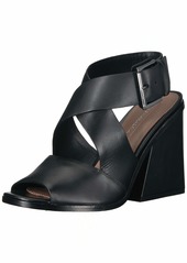 BCBG Max Azria BCBGMAXAZRIA Women's Sara Chunky Heel Sandal Sandal black leather  M US