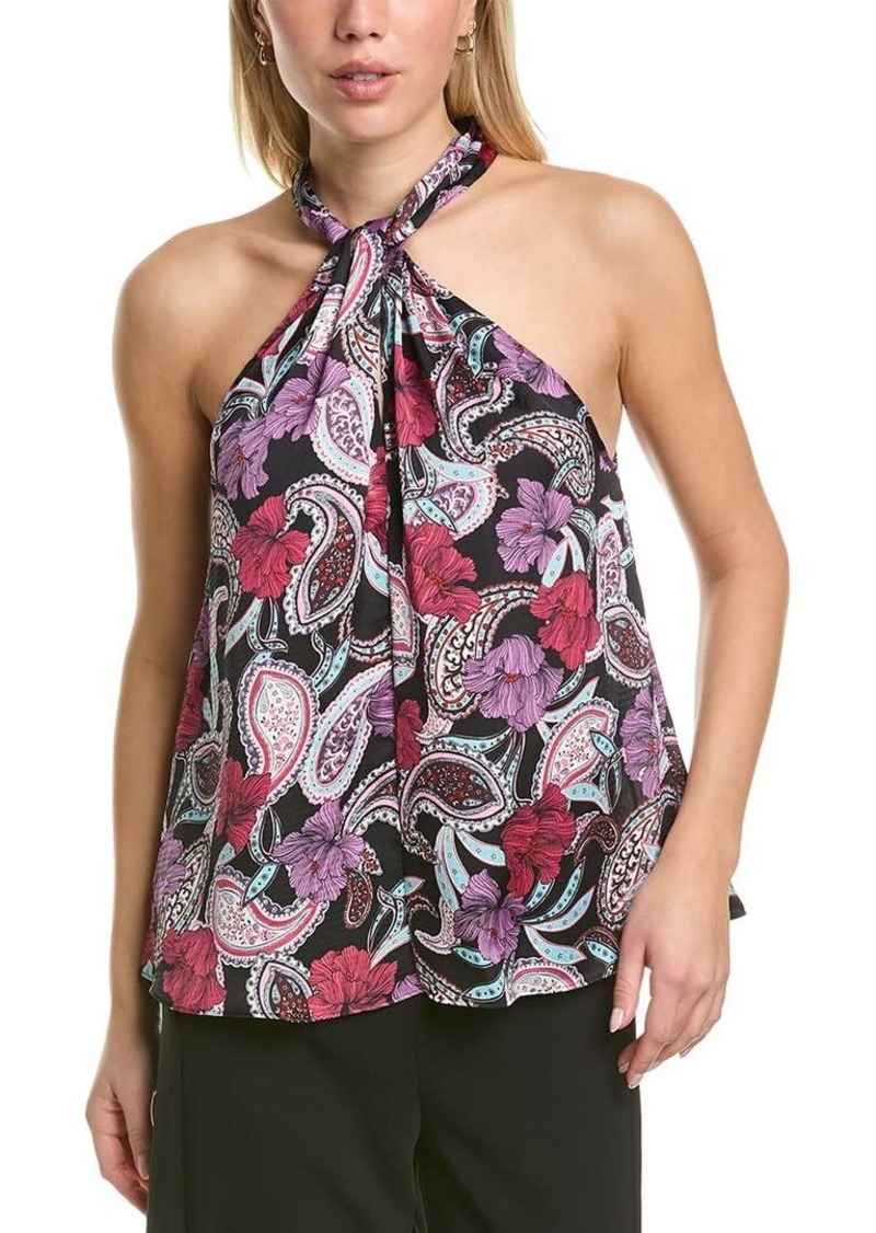 BCBG Max Azria BCBGMAXAZRIA Women's Sleeveless Relaxed Top Twisted Halter Neck Back Keyhole Shirt