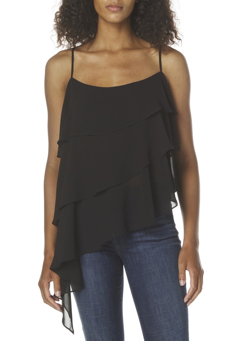 BCBG Max Azria BCBGMAXAZRIA Women's Sleeveless Straight Neck Pullover Tiered Blouse