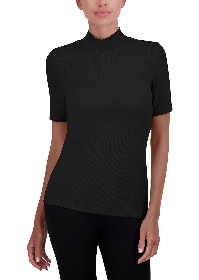 BCBG Max Azria BCBGMAXAZRIA Women's Slim Fit Top 3/4 Sleeve Mock Neck Shirt