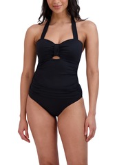 BCBG Max Azria BCBGMAXAZRIA Women's Standard Knotted Bandeau One Piece Swimsuit Tummy Control Quick Dry Bathing Suit