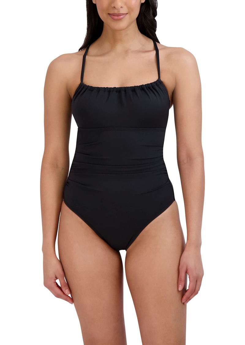 BCBG Max Azria BCBGMAXAZRIA Women's Standard One Piece Swimsuit Adjustable Ruched Bodice Tummy Control Quick Dry Bathing Suit