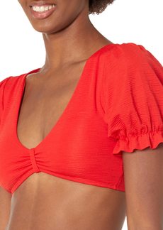 BCBG Max Azria BCBGMAXAZRIA Women's Standard Swimsuit Top with Poof Short Sleeves