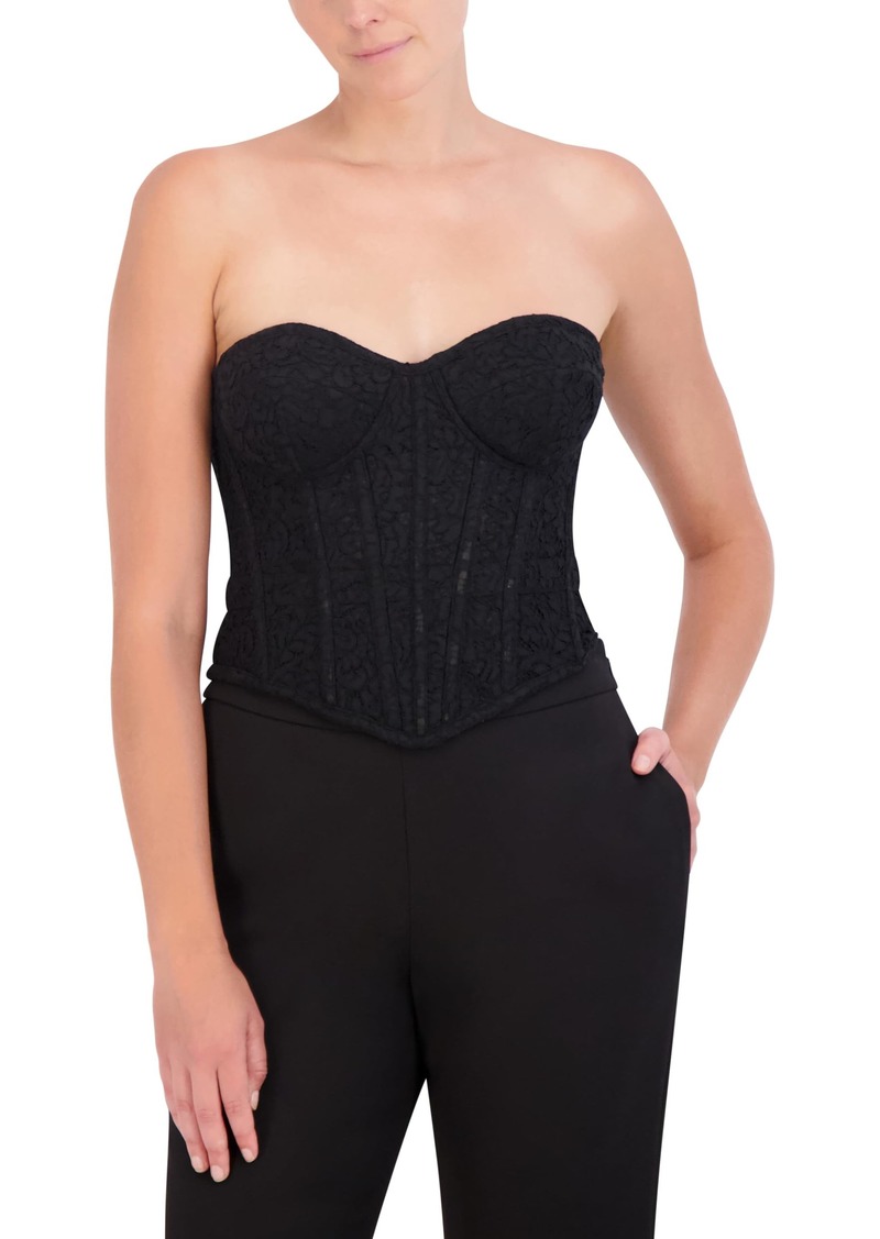 BCBG Max Azria BCBGMAXAZRIA Women's Sweetheart Neck Mesh Lace Corset Top