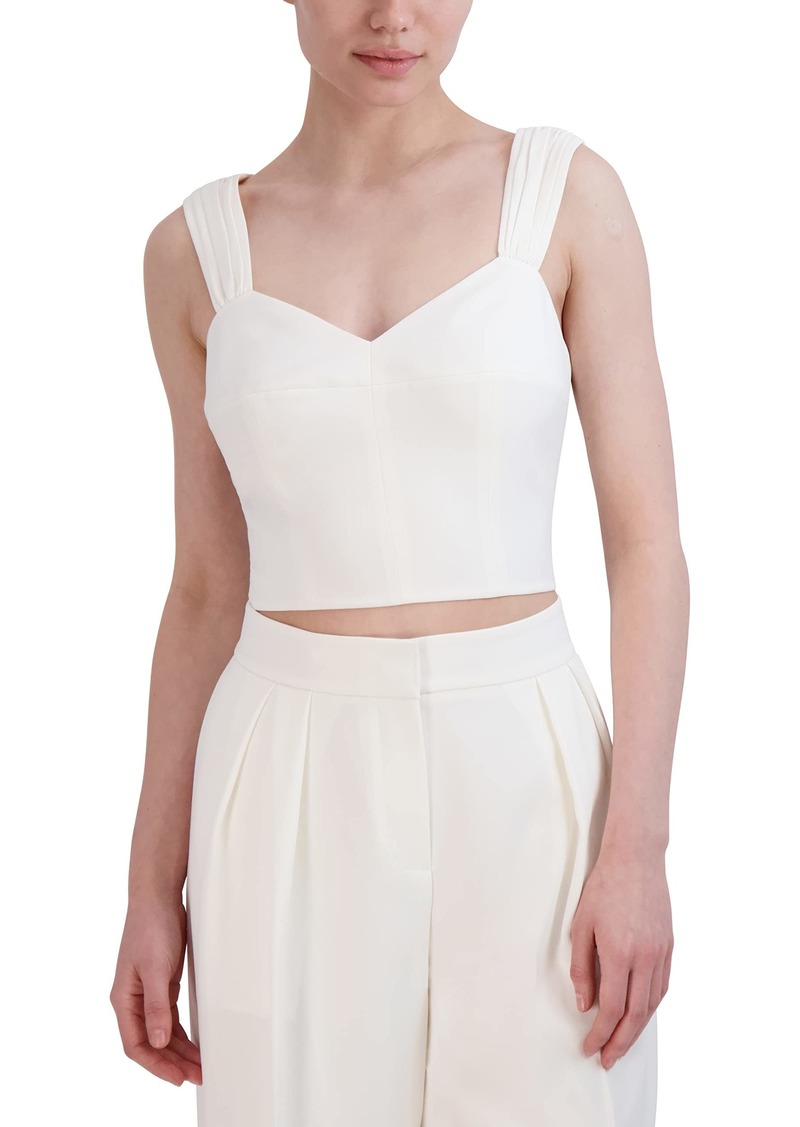 BCBG Max Azria BCBGMAXAZRIA Women's Sweetheart Neck Sleeveless Shirred Strap Crop Top