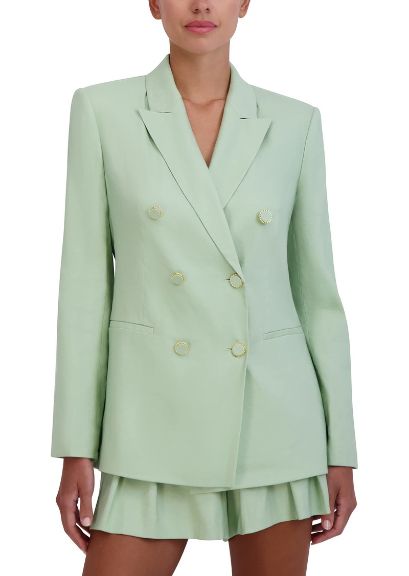 BCBG Max Azria BCBGMAXAZRIA Women's V Neck Long Sleeve Double Breasted Striped Blazer