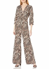 BCBG Max Azria BCBGMAXAZRIA Women's V-Neck Three-Quarter Sleeve Neutral-Classic Leopard M