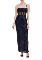 BCBG Max Azria Bustier Sequin Column Gown