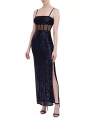 BCBG Max Azria Bustier Sequin Column Gown