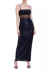 BCBG Max Azria Bustier Sequin Column Gown