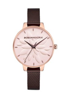 BCBG Max Azria Classic 32MM Rose Goldtone Stainless Steel Flower Mesh Strap Watch