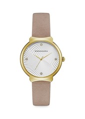 BCBG Max Azria Classic Goldtone Stainless Steel Leather-Strap Watch
