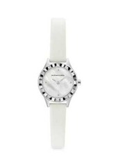 BCBG Max Azria Classic Mother-Of-Pearl Silvertone Stainless Steel Leather-Strap Watch
