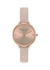 BCBG Max Azria Classic Rose Goldtone Stainless Steel Leather-Strap Watch