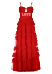 BCBG Max Azria Corset Tulle Ruffled Gown