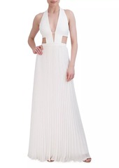 BCBG Max Azria Cut-Out Halterneck Gown