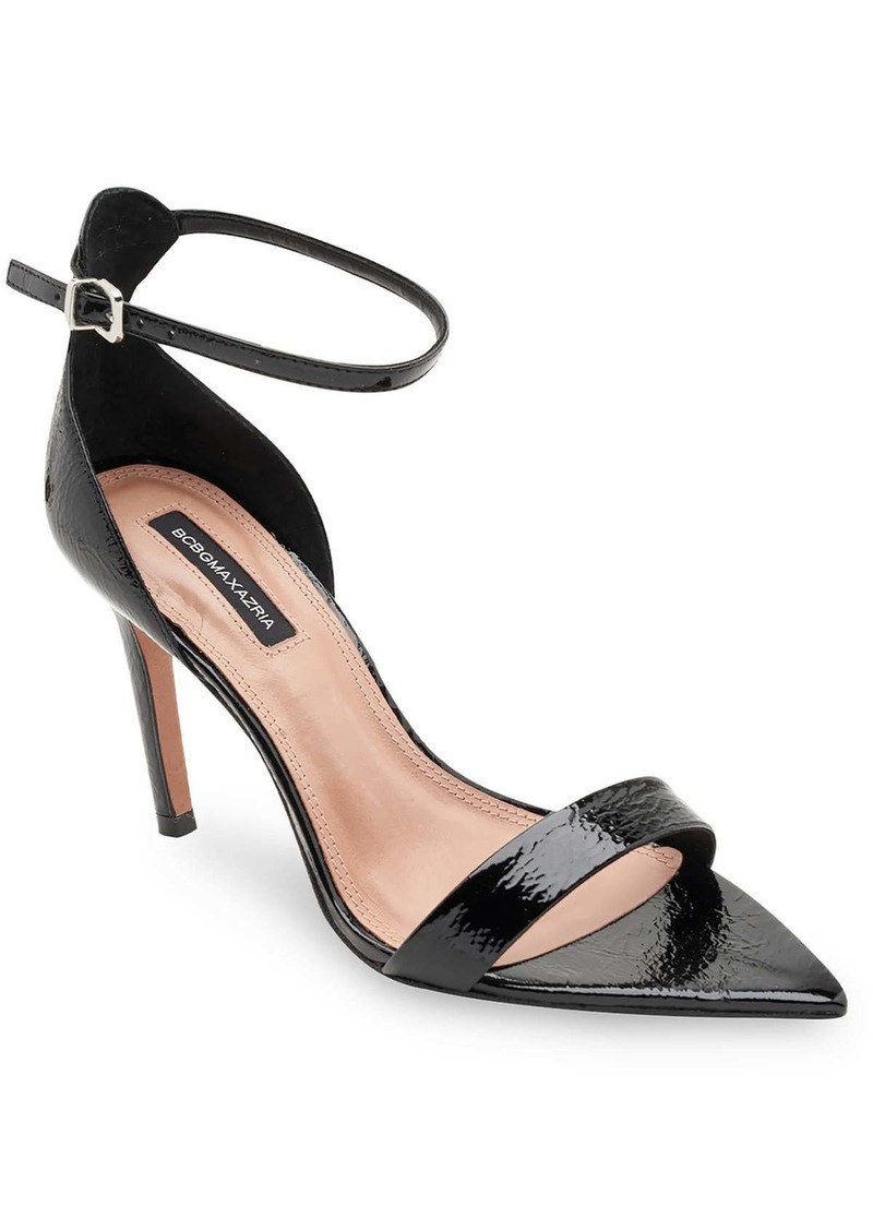 BCBG Max Azria Demia Womens Patent Leather Ankle Strap Heels