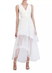 BCBG Max Azria Embroidered Gown