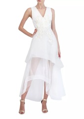 BCBG Max Azria Embroidered Gown