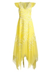 BCBG Max Azria Embroidered Tulle Ruffle Dress
