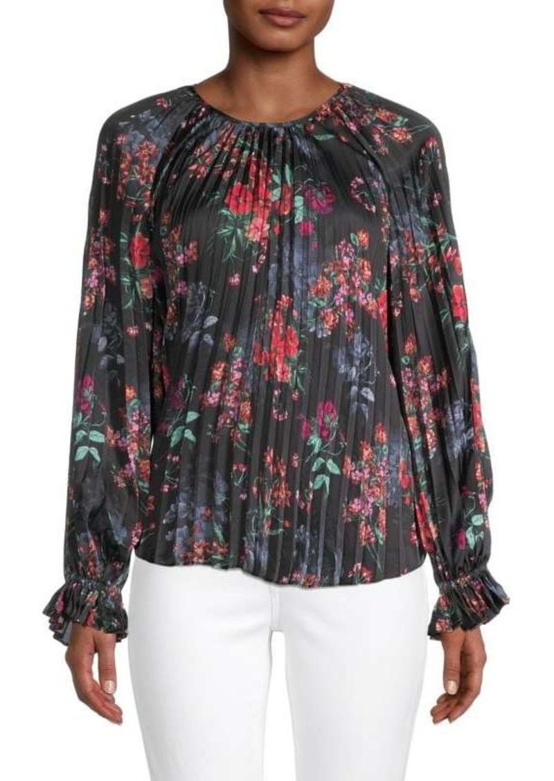 BCBG Max Azria Floral Pleated Top