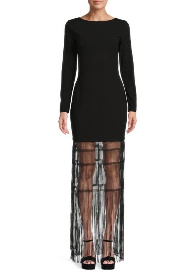 BCBG Max Azria Fringe Skirting Maxi Sheath Dress