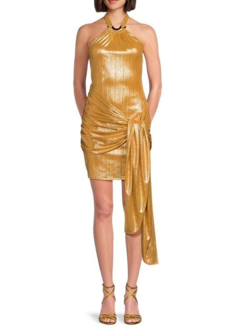 BCBG Max Azria Halterneck Draped Bodycon Mini Dress