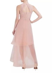 BCBG Max Azria Lace Tiered Tulle Gown