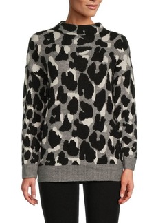 BCBG Max Azria Leopard Print Mockneck Sweater