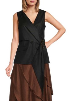 BCBG Max Azria Linen Blend Peplum Vest