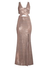 BCBG Max Azria Metallic Cutout Gown