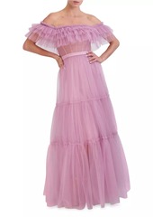 BCBG Max Azria Off-The-Shoulder Tulle Corset Gown