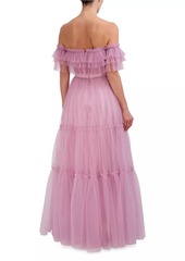 BCBG Max Azria Off-The-Shoulder Tulle Corset Gown