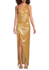 BCBG Max Azria One Shoulder Metallic Gown