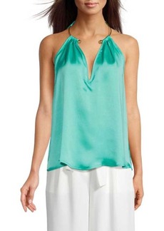 BCBG Max Azria Ring Collar Satin Top