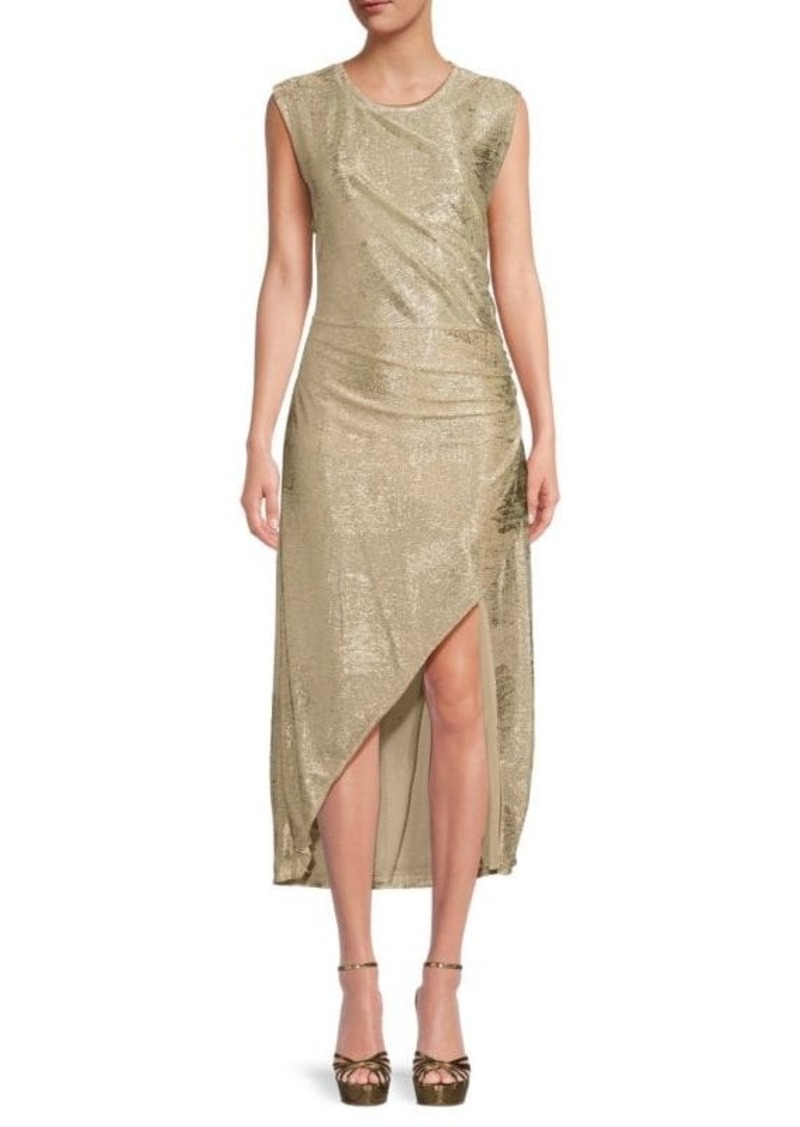 BCBG Max Azria Ruched Metallic Maxi Dress