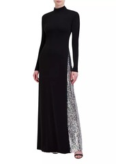 BCBG Max Azria Sequined Inset Cut-Out Gown