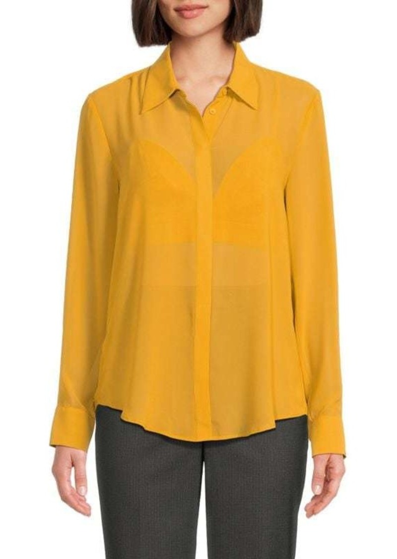 BCBG Max Azria Sheer Point Collar Shirt