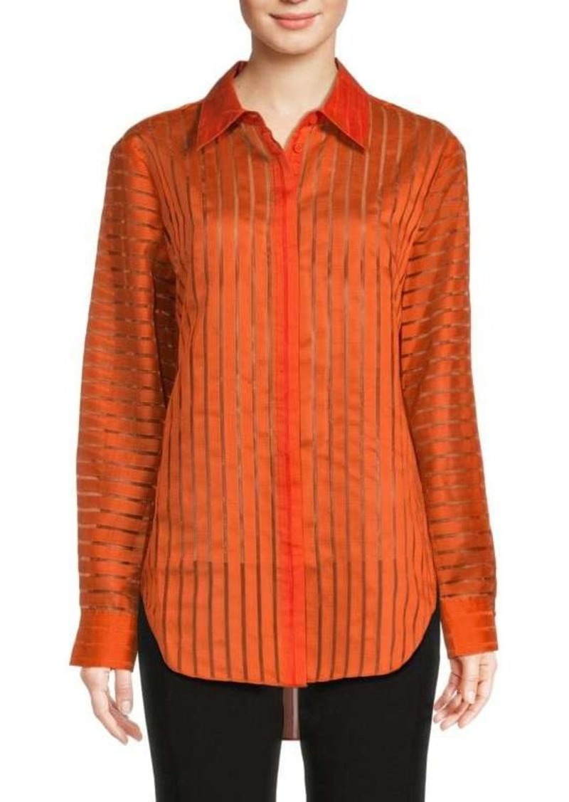 BCBG Max Azria Sheer Striped Shirt